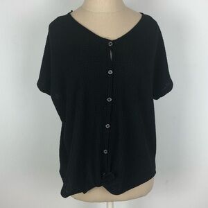 Style & Co Black Waffle-Style T-shirt S